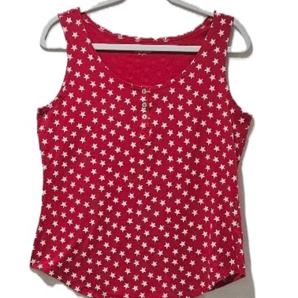 New RED W WHITE STARS  COTTON TANK   L    JULY 4TH  PATRIOTIC HOLIDAYS